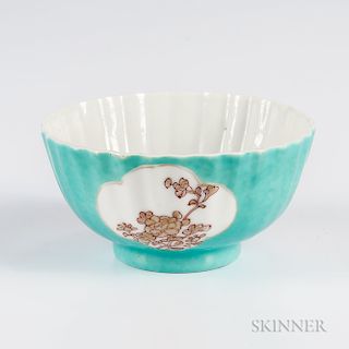 Red and Gilt Turquoise-ground Bowl