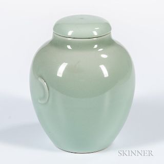 Celadon-glazed Covered Jar