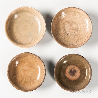 Four Celadon-glazed Dishes
