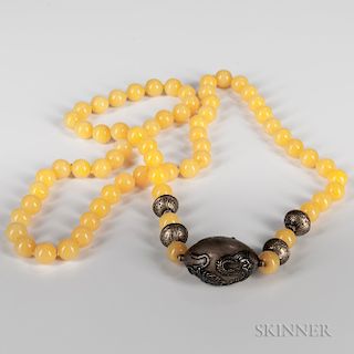 String of Yellow Jadeite Beads