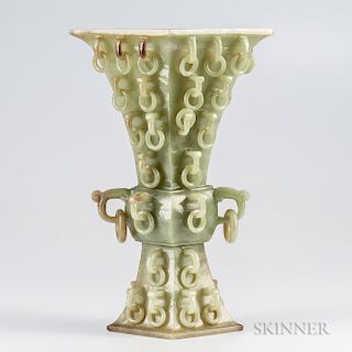 Jade Archaic-style "Hundred Rings" Vase