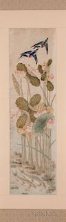 Pair of Hanging Scrolls Depicting Blooming Lotuses