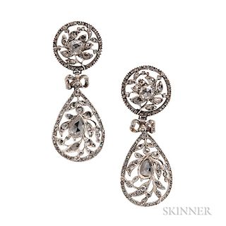 Silver and Rose-cut Diamond Earrings