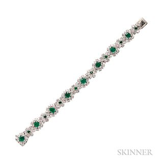 Platinum, Emerald, and Diamond Bracelet