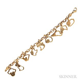 18kt Gold Animal-theme Charm Bracelet, Marina B.