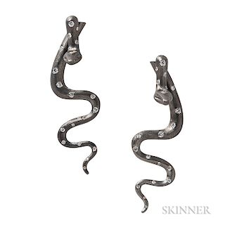 Silver and Diamond Snake Earrings, Umrao