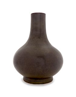 A Teadust Glazed Porcelain Bottle Vase
Height 12 1/2 in., 32 cm. 