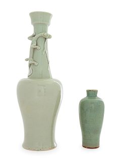 Two Monochrome Glazed Porcelain Vases
Taller: height 15 in., 38 cm. 
