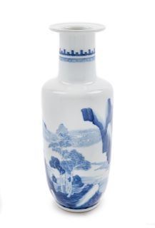 A Small Blue and White Porcelain Rouleau Vase
Height 11 in., 28 cm. 