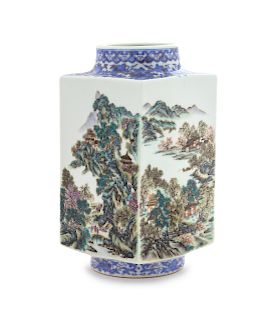 A Qianjiang Decorated Porcelain Cong Vase
Height 7 3/4 in., 20 cm. 