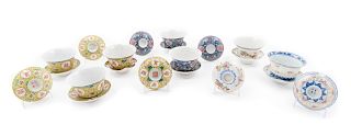 Eight Porcelain Tea Cups and Stands
Largest: diam 3 1/8 in., 8 cm. 