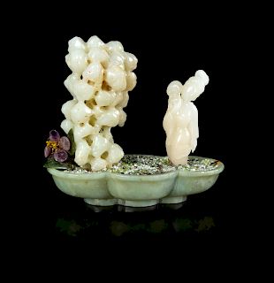 A Carved Jade Planter
Height 6 1/2 in., 16 cm. 