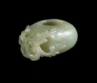 A Celadon Jade Water Coupe
Length 2 1/2 in., 6 cm. 