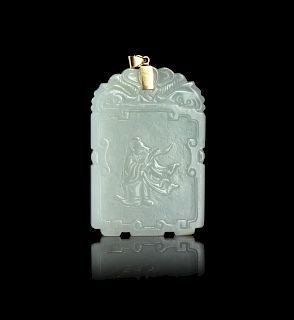 A White Jade Pendant
Height 2 1/2 in., 6 cm. 
