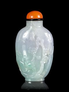 An Apple Green Jadeite Snuff Bottle
Height 2 1/2 in., 6 cm. 