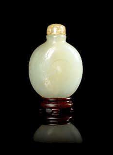 A Pale Celadon Jade Snuff Bottle
Height 2 1/2 in., 6 cm. 