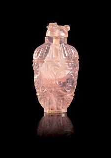 A Rose Quartz Snuff Bottle
Height 2 3/4 in., 7 cm. 