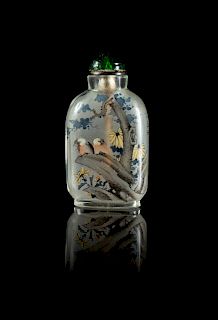 An Inside Painted Glass Snuff BottleHeight 2 3/8 in., 6 cm. 