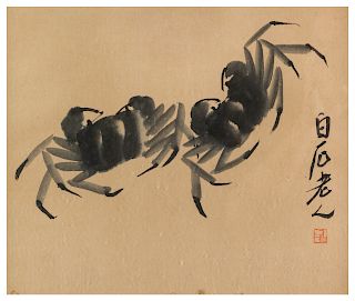 Attributed to Qi Baishi
Image: height 11 3/4 x 14 3/4 in., 30 x 37 cm. 