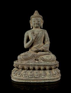 A Bronze Figure of Seated Buddha
Height 10 in., 25 cm. 