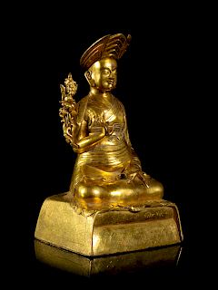 A Sino-Tibetan Gilt Bronze Figure
Height 10 1/4 in., 26 cm. 