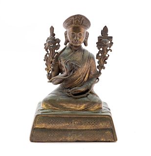 A Sino-Tibetan Gilt Bronze Figure of the Third Chakya
Height 6 in., 15 cm. 