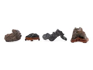 Four Scholar's Rocks
Largest: length 5 1/4 in., 13 cm.