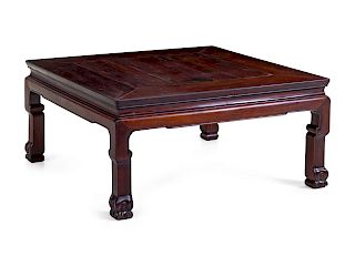 A Hardwood Square Kang Table
Height 13 3/4 x length 29 5/8 x width 29 3/8 in., 35 x 75 x 75 cm.