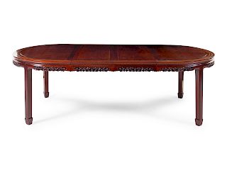 A Chinese Export Rosewood Dining Room Set
Table: height 29 1/2 x width 46 x length 114 in., 75 x 117 x 290 cm.