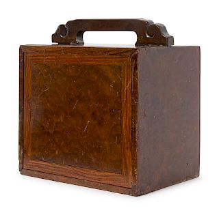 A Burlwood and Huanghuali Wood Medicine Chest
Overall height 8 1/2 in., 21 cm.