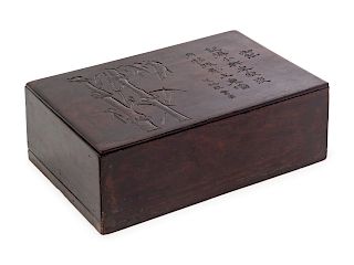 A Zitan Rectangular Wood Box
Length 8 1/4 in., 21 cm.