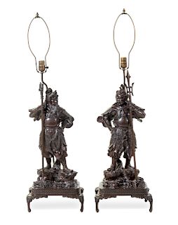 A Pair of Japanese Bronze Figures of Guardians
Each: height 25 1/2 in., 65 cm.