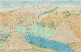 * Joseph E. Yoakum, (American, 1886-1973), Mt. Jebel-Ed-Druz & Euphrates River Near Bursa-Ash-Sham Syria Asia, 1970