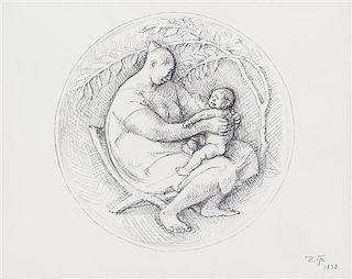 Francisco Zuniga, (Mexican, 1912-1998), Mother and Child (Study for a Medal), 1972