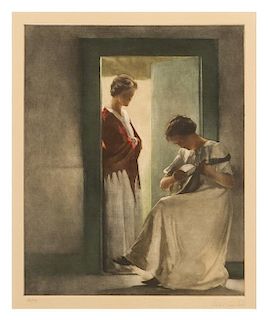 Peter Vilhelm Ilsted, (Danish, 1861-1933), Two Young Girls in a Doorway, 1913