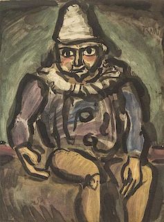 Georges Rouault, (French, 1871-1958), Vieux clown (from Cirque), 1930
