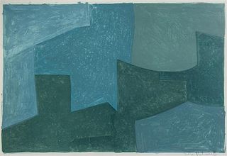 * Serge Poliakoff, (Russian, 1906-1969), Composition bleu et verte, 1966