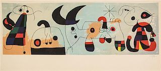 After Joan Miro, (Spanish, 1893-1983), Sur quatre murs, 1951
