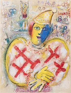 Marc Chagall, (French/Russian, 1887-1985), Clown en jaune et rouge, (plate 10 from Le Cirque), 1967