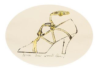 Andy Warhol, (American, 1928-1987), Beauty is Shoe, Shoe Beauty (from a la Recherche du Shoe Perdu), circa 1955
