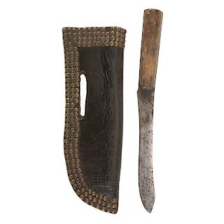 Blackfeet Tacked Knife Sheath and Knife, From the James B. Scoville Collection