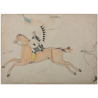 Attributed to Goes-To-War (Brule Lakota, 19th century), Colored Pencil on Paper, From the James B. Scoville Collection