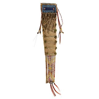 Sioux Beaded and Quilled Buffalo Hide Knife Sheath, From the James B. Scoville Collection