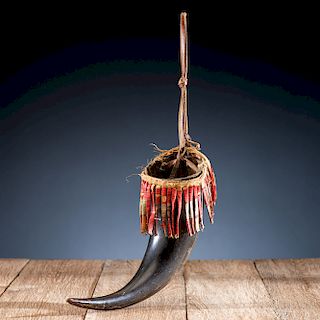 Sioux Quilled Buffalo Horn Cup, From the James B. Scoville Collection