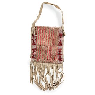 Sioux Beaded and Quilled Hide Pouch, From the James B. Scoville Collection