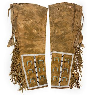 Northern Plains Beaded Hide Leggings, From the James B. Scoville Collection