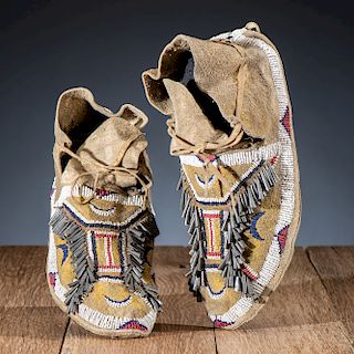 Southern Cheyenne Beaded Hide Moccasins, From the James B. Scoville Collection