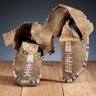 Sioux Beaded Buffalo Hide Moccasins, From the James B. Scoville Collection