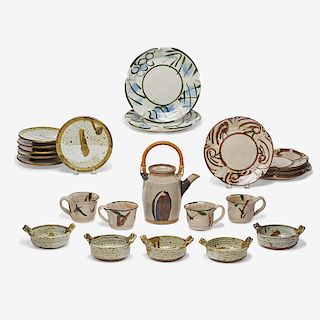 BETTY WOODMAN Teapot, teacups, bowls, plates