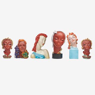 GOLDSCHEIDER ETC. Six ceramic busts